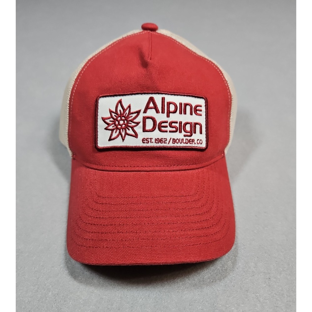 Alpine Design Mens Red Mesh Trucker Hat Snapback Baseball Cap - One Size - NWT
